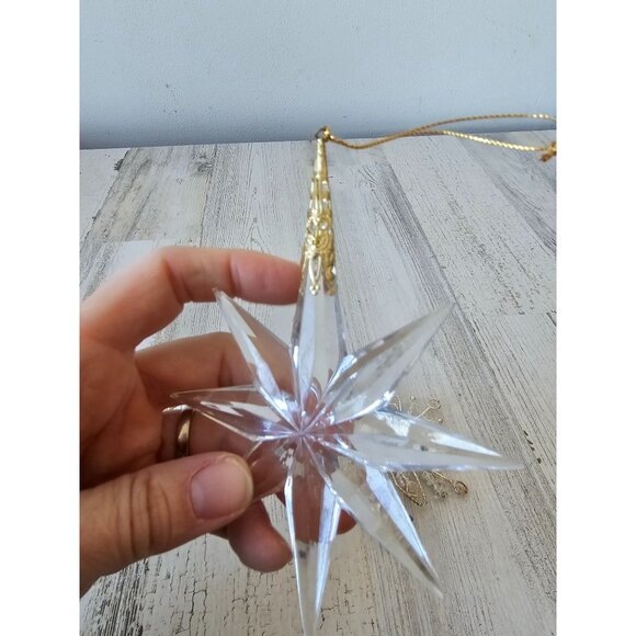 Vintage silver snowflake‎ beaded ornament star Xmas tree star with a gold top - Picture 2 of 11